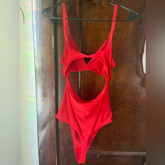 Parade Red Mesh Cutout Bodysuit - Picture 2 of 2